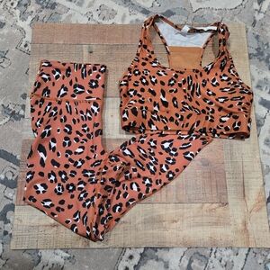 Leopard Print Sports Bra and Leggings Set